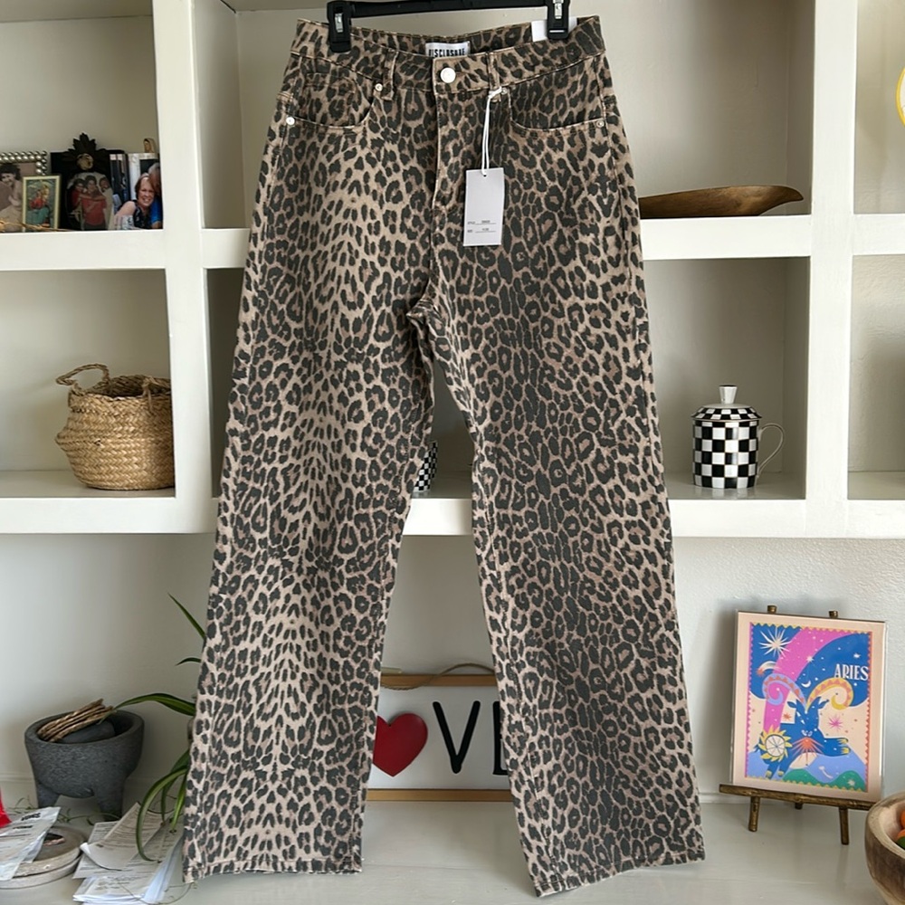 Leopard print jeans